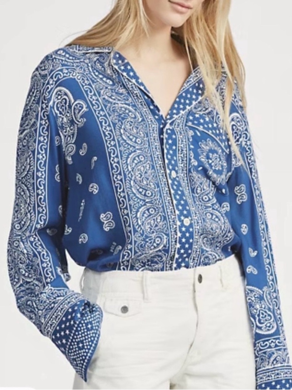 Polo by Ralph Lauren Blue Paisley Bandana-Print Button-Down Shirt